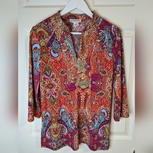 Peck & Peck orange and pink paisley Blouse  size Small